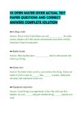 SSI OPEN WATER DIVER ACTUAL TEST&NewLine;PAPER QUESTIONS AND CORRECT&NewLine;ANSWERS COMPLETE SOLUTION