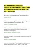 STATE FARM AUTO ADJUSTER&NewLine;CERTIFICATION COMPLETE STUDY GUIDE&NewLine;FEATURING VERIFIED QUESTIONS AND&NewLine;FULL SOLUTIONS