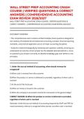 WALL STREET PREP ACCOUNTING CRASH COURSE &vert; VERIFIED QUESTIONS & CORRECT ANSWERS &vert; COMPREHENSIVE ACCOUNTING EXAM REVIEW 2026&sol;2027