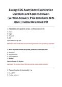 Biology EOC Assessment Examination Questions and Correct Answers &lpar;Verified Answers&rpar; Plus Rationales 2026 Q&A &vert; Instant Download Pdf