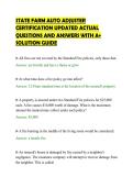 STATE FARM AUTO ADJUSTER&NewLine;CERTIFICATION UPDATED ACTUAL&NewLine;QUESTIONS AND ANSWERS WITH A&plus;&NewLine;SOLUTION GUIDE