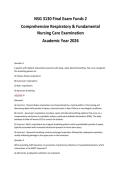 NSG 3130 Final Exam Funds 2&NewLine;Comprehensive Respiratory & Fundamental&NewLine;Nursing Care Examination&NewLine;Academic Year 2026&NewLine;