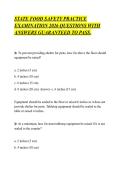 STATE FOOD SAFETY PRACTICE&NewLine;EXAMINATION 2026 QUESTIONS WITH&NewLine;ANSWERS GUARANTEED TO PASS&period;