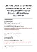 CLEP Human Growth and Development Examination Questions and Correct Answers &lpar;Verified Answers&rpar; Plus Rationales 2026 Q&A &vert; Instant Download Pdf
