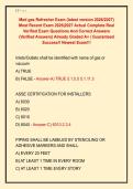 Med gas Refresher Exam &lpar;latest version 2026&sol;2027&rpar; &NewLine;Most Recent Exam 2026&vert;2027 Actual Complete Real &NewLine;Verified Exam Questions And Correct Answers &NewLine;&lpar;Verified Answers&rpar; Already Graded A&plus; &vert; Guaranteed &NewLine;Success&excl;&excl; Newest Exam&excl;&excl;&excl; 