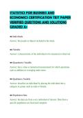 STATISTICS FOR BUSINESS AND&NewLine;ECONOMICS CERTIFICATION TEST PAPER&NewLine;VERIFIED QUESTIONS AND SOLUTIONS&NewLine;GRADED A&plus;