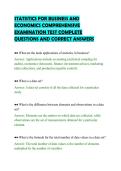 STATISTICS FOR BUSINESS AND&NewLine;ECONOMICS COMPREHENSIVE&NewLine;EXAMINATION TEST COMPLETE&NewLine;QUESTIONS AND CORRECT ANSWERS