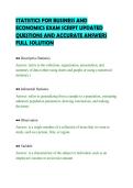 STATISTICS FOR BUSINESS AND&NewLine;ECONOMICS EXAM SCRIPT UPDATED&NewLine;QUESTIONS AND ACCURATE ANSWERS&NewLine;FULL SOLUTION