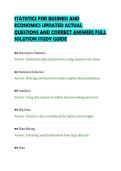 STATISTICS FOR BUSINESS AND&NewLine;ECONOMICS UPDATED ACTUAL&NewLine;QUESTIONS AND CORRECT ANSWERS FULL&NewLine;SOLUTION STUDY GUIDE