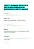 STATISTICS UNLOCKING THE POWER OF&NewLine;DATA ACTUAL TEST BANK TESTED&NewLine;QUESTIONS WITH VERIFIED SOLUTIONS&NewLine;