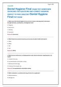 Dental Hygiene Final EXAM TEST UNDER NEW GUIDELINES 100 QUESTIONS AND CORRECT ANSWERS PERFECT TO PASS 2026&sol;2027 Dental Hygiene Final TEST EXAM