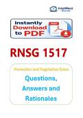 RNSG 1517 Protection and Regulation &vert; Complete Study Guide&comma; Exam Questions with Verified Answers & Rationales &vert; Professional Nursing Practice Review