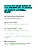 STATISTICS UNLOCKING THE POWER OF&NewLine;DATA EXAM SCRIPT UPDATED QUESTIONS&NewLine;AND ACCURATE ANSWERS FULL&NewLine;SOLUTION