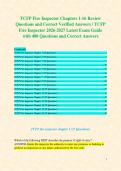 TCFP Fire Inspector Chapters 1-16 Review Questions and Correct Verified Answers &sol; TCFP Fire Inspector 2026-2027 Latest Exam Guide with 400 Questions and Correct Answers