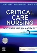 Updated Latest Test Bank for Critical Care Nursing Diagnosis and Management 9th Edition by Kathleen D&period; Urden Linda E&period; Stacy and Mary E&period; Lough Critical Care Nursing Nursing Diagnosis and Management Subject Critical Care Nursing Course Comprehensive Practic