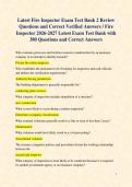 Latest Fire Inspector Exam Test Bank 2 Review Questions and Correct Verified Answers &sol; Fire Inspector 2026-2027 Latest Exam Test Bank with 380 Questions and Correct Answers 