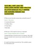 TACO BELL SHIFT LEAD TEST&NewLine;CONCLUDING REVIEW SHEET PRACTICE&NewLine;SOLUTION BUNDLED FULLY VERIFIED&NewLine;ONE HUNDRED PERCENT PASS&NewLine;GUARANTEED