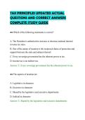 TAX PRINCIPLES UPDATED ACTUAL&NewLine;QUESTIONS AND CORRECT ANSWERS&NewLine;COMPLETE STUDY GUIDE