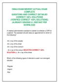 CMAA EXAM NEWEST ACTUAL EXAM &NewLine;COMPLETE  &NewLine;QUESTONS AND CORRECT DETAILED &NewLine;CORRECT 100&percnt; SOLUTIONS  &NewLine;&lpar;VERIFIED CORRECT 100&percnt; SOLUTIONS&rpar; &NewLine;&vert;ALREADY GRADED A &vert; INSTANT PDF &NewLine;DOWNLOAD  