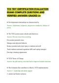 TCIS TEST CERTIFICATION EVALUATION&NewLine;EXAMS COMPLETE QUESTIONS AND&NewLine;VERIFIED ANSWERS GRADED A&plus;