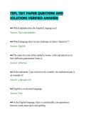 TEFL TEST PAPER QUESTIONS AND&NewLine;SOLUTIONS VERIFIED ANSWERS