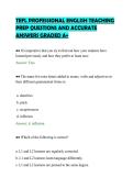 TEFL PROFESSIONAL ENGLISH TEACHING&NewLine;PREP QUESTIONS AND ACCURATE&NewLine;ANSWERS GRADED A&plus;