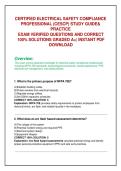 CERTIFIED ELECTRICAL SAFETY COMPLIANCE  &NewLine;PROFESSIONAL &lpar;CESCP&rpar; STUDY GUIDE& &NewLine;PRACTICE  &NewLine;EXAM VERIFIED QUESTIONS AND CORRECT &NewLine;100&percnt; SOLUTIONS GRADED A&plus;
