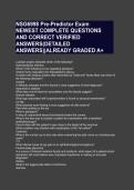 NSG6998 Pre-Predictor Exam &NewLine;NEWEST COMPLETE QUESTIONS &NewLine;AND CORRECT VERIFIED &NewLine;ANSWERS&lpar;DETAILED &NewLine;ANSWERS&rpar;&vert;ALREADY GRADED A&plus; 