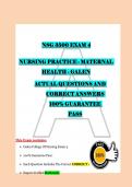 NSG 3500 EXAM 4 &NewLine;NURSING PRACTICE - MATERNAL &NewLine;HEALTH - GALEN &NewLine;ACTUAL QUESTIONS AND &NewLine;CORRECT ANSWERS &NewLine;100&percnt; GUARANTEE &NewLine;PASS &NewLine; 