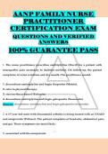AANP FAMILY NURSE &NewLine;PRACTITIONER &NewLine;CERTIFICATION EXAM &NewLine;QUESTIONS AND VERIFIED &NewLine;ANSWERS &NewLine;100&percnt; GUARANTEE PASS &NewLine; &NewLine; 