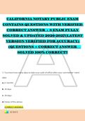 CALIFORNIA NOTARY PUBLIC EXAM &NewLine;CONTAINS QUESTIONS WITH VERIFIED &NewLine;CORRECT ANSWER  &colon;  S EXAM FULLY &NewLine;SOLVED & UPDATED 2026-2027&lpar;LATEST &NewLine;VERSION VERIFIED FOR ACCURACY&rpar; &NewLine;&lpar;QUESTIONS &plus; CORRECT ANSWER     &NewLine;SOLVED 100&percnt; CORRECT&excl;&excl; &NewLine;
