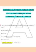 CALIFORNIA NOTARY PUBLIC EXAM &NewLine;CONTAINS QUESTIONS WITH &NewLine;VERIFIED CORRECT ANSWER &NewLine;