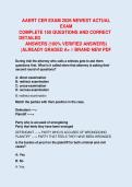 AAERT CER EXAM 2026 NEWEST ACTUAL &NewLine;EXAM  &NewLine;COMPLETE 150 QUESTIONS AND CORRECT &NewLine;DETAILED  &NewLine;ANSWERS &lpar;100&percnt; VERIFIED ANSWERS&rpar; &NewLine;&vert;ALREADY GRADED A&plus; &sol;&sol; BRAND NEW PDF 