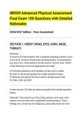 NR509 Advanced Physical Assessment&NewLine;Final Exam 100 Questions with Detailed&NewLine;Rationales&NewLine;2026&sol;2027 Edition - Pass Guaranteed&NewLine;SECTION 1&colon; HEENT &lpar;HEAD&comma; E