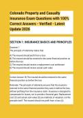 Colorado Property and Casualty&NewLine;Insurance Exam Questions with 100&percnt;&NewLine;Correct Answers - Verified - Latest&NewLine;Update 2026&NewLine;SECTION 1&colon; INSURANCE BASICS AND PRINCIPLES