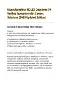Musculoskeletal NCLEX Questions 79&NewLine;Verified Questions with Correct&NewLine;Solutions &lpar;2025 Updated Edition&rpar;&NewLine;SECTION 1&colon; FRACTURES AND TRAUMA&NewLine;Question 1&NewLine;A client with a fractured femur is in Buck's traction&period; Whic