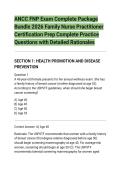 ANCC FNP Exam Complete Package&NewLine;Bundle 2026 Family Nurse Practitioner&NewLine;Certification Prep Complete Practice&NewLine;Questions with Detailed Rationales&NewLine;SECTION 1&colon; HEALTH PROMOTION AND DISEASE&NewLine;PREVENTION