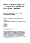 NSG 552 Psychopharmacology Exams&NewLine;1-3 Complete-Q Test Bank with NGN&NewLine;Case Scenarios & Rationales&NewLine;EXAM 1&colon; NEUROTRANSMITTERS AND BASIC&NewLine;PSYCHOPHARMACOLOGY