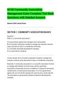 M100 Community Association&NewLine;Management Exam Complete Test Bank&NewLine;Questions with Detailed Answers&NewLine;Newest 2026 Actual Exam&NewLine;SECTION 1&colon; COMMUNITY ASSOCIATION BASICS