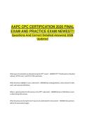 AAPC CPC CERTIFICATION 2026 FINAL &NewLine;EXAM AND PRACTICE EXAM NEWEST&excl;&excl; &NewLine;Questions And Correct Detailed Answers&vert; 2026 &NewLine;Updated 