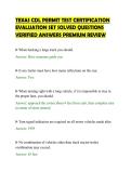 TEXAS CDL PERMIT TEST CERTIFICATION&NewLine;EVALUATION SET SOLVED QUESTIONS&NewLine;VERIFIED ANSWERS PREMIUM REVIEW