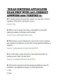 TEXAS CERTIFIED APPLICATOR&NewLine;EXAM PREP WITH 100&percnt; CORRECT&NewLine;ANSWERS 2026 VERIFIED A&plus;