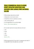 TEXAS COMMERCIAL RULES CLOSING&NewLine;SCRIPT UPDATED QUESTIONS AND&NewLine;ANSWERS VIEW AHEAD PREP MATERIAL&NewLine;SOLVED