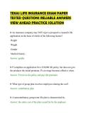 TEXAS LIFE INSURANCE EXAM PAPER&NewLine;TESTED QUESTIONS RELIABLE ANSWERS&NewLine;VIEW AHEAD PRACTICE SOLUTION