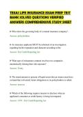 TEXAS LIFE INSURANCE EXAM PREP TEST&NewLine;BANK SOLVED QUESTIONS VERIFIED&NewLine;ANSWERS COMPREHENSIVE STUDY SHEET
