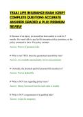TEXAS LIFE INSURANCE EXAM SCRIPT&NewLine;COMPLETE QUESTIONS ACCURATE&NewLine;ANSWERS GRADED A PLUS PREMIUM&NewLine;REVIEW
