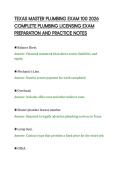 TEXAS MASTER PLUMBING EXAM 100 2026&NewLine;COMPLETE PLUMBING LICENSING EXAM&NewLine;PREPARATION AND PRACTICE NOTES