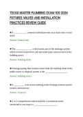TEXAS MASTER PLUMBING EXAM 100 2026&NewLine;FIXTURES VALVES AND INSTALLATION&NewLine;PRACTICES REVIEW GUIDE&NewLine;