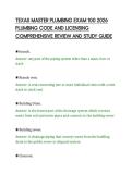 TEXAS MASTER PLUMBING EXAM 100 2026&NewLine;PLUMBING CODE AND LICENSING&NewLine;COMPREHENSIVE REVIEW AND STUDY GUIDE