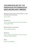 TEXAS MEDICATION AIDE TEST 7 FULL&NewLine;REVISION NOTES WITH PHARMACOLOGY&NewLine;BASICS AND DRUG SAFETY PRINCIPLES